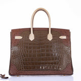 Hermes Birkin 35 Ghillies Grand Marriage Tri-Exotic Permabrass Hardware