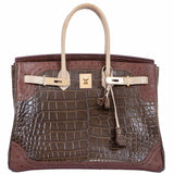Hermes Birkin 35 Ghillies Grand Marriage Tri-Exotic Permabrass Hardware