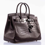 Hermes Birkin 35 Ghillies Matte Ébène Alligator Palladium Hardware