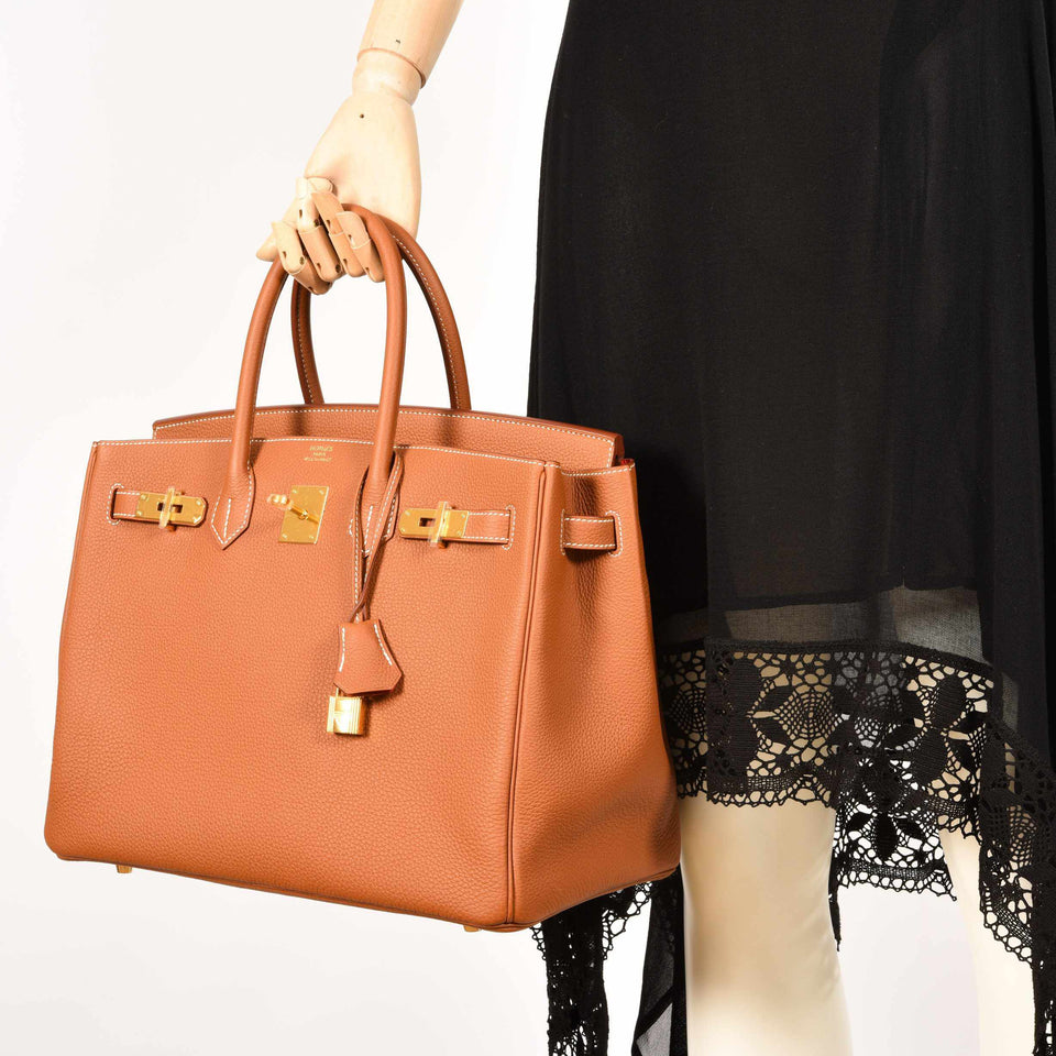 Hermes Birkin 35 Gold Verso Geranium Togo Gold Hardware