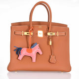 Hermes Birkin 35 Gold Verso Geranium Togo Gold Hardware