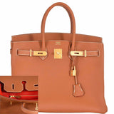 Hermes Birkin 35 Gold Verso Geranium Togo Gold Hardware
