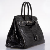Hermes Birkin 35 Graphite Porosus Crocodile with Palladium Hardware