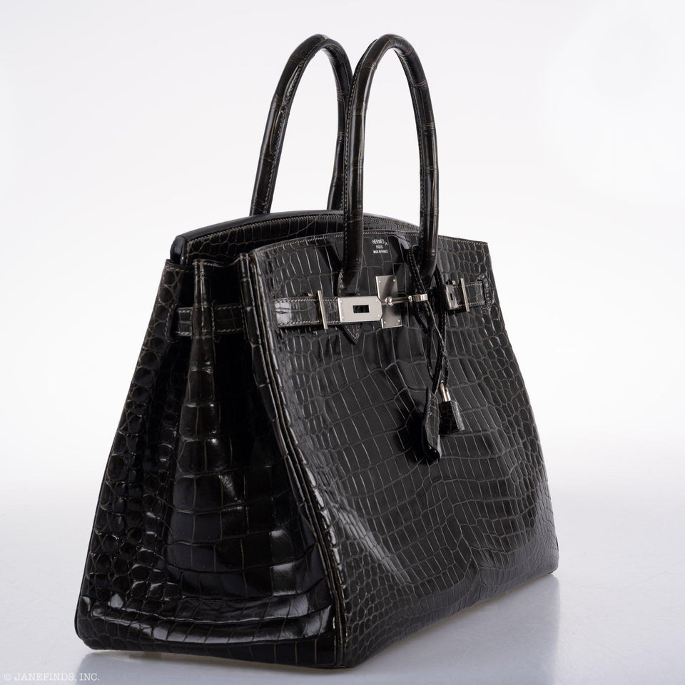 Hermes Birkin 35 Graphite Porosus Crocodile with Palladium Hardware