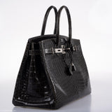 Hermes Birkin 35 Graphite Porosus Crocodile with Palladium Hardware