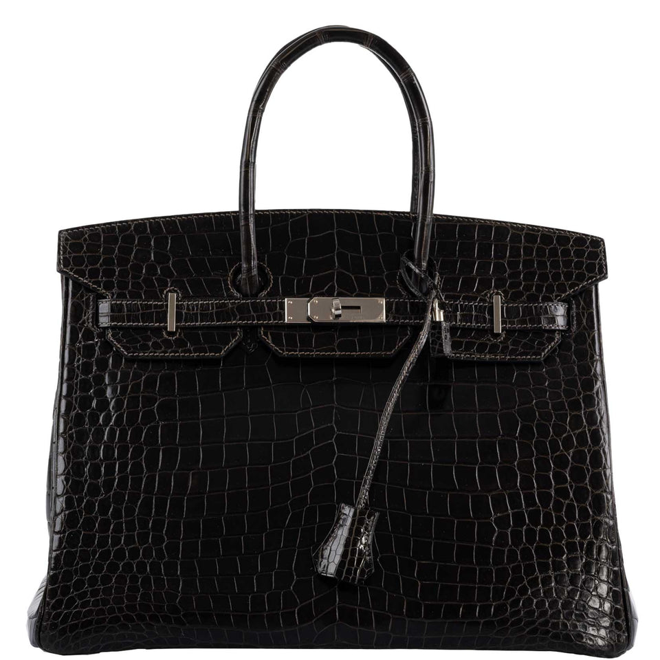 Hermes Birkin 35 Graphite Porosus Crocodile with Palladium Hardware