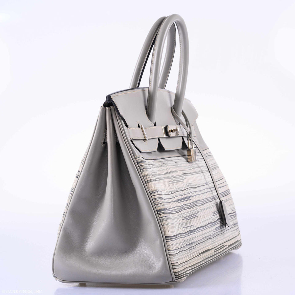 Hermes Birkin 35 Gray Vibrato and Gris Perle Box Palladium Hardware