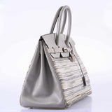 Hermes Birkin 35 Gray Vibrato and Gris Perle Box Palladium Hardware