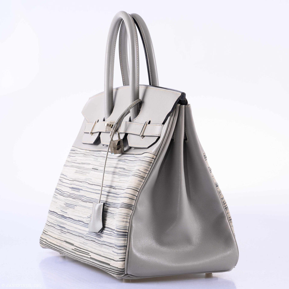 Hermes Birkin 35 Gray Vibrato and Gris Perle Box Palladium Hardware