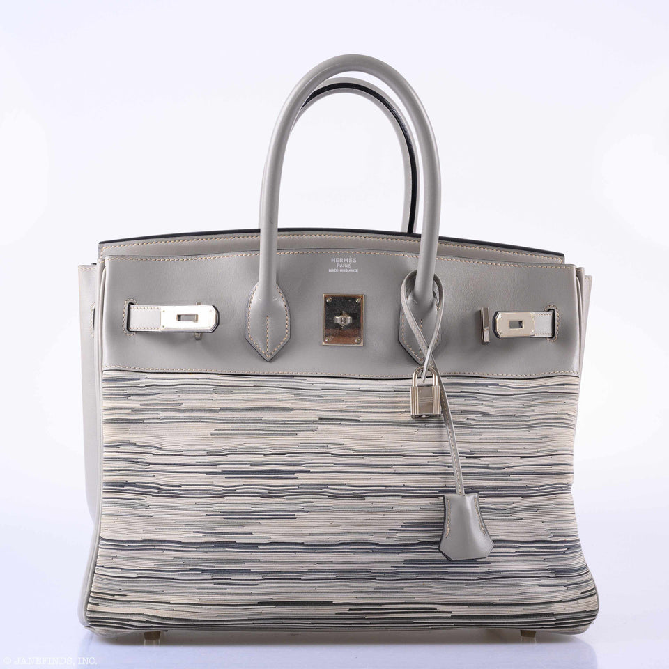 Hermes Birkin 35 Gray Vibrato and Gris Perle Box Palladium Hardware