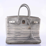 Hermes Birkin 35 Gray Vibrato and Gris Perle Box Palladium Hardware