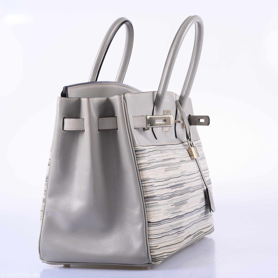 Hermes Birkin 35 Gray Vibrato and Gris Perle Box Palladium Hardware