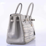 Hermes Birkin 35 Gray Vibrato and Gris Perle Box Palladium Hardware