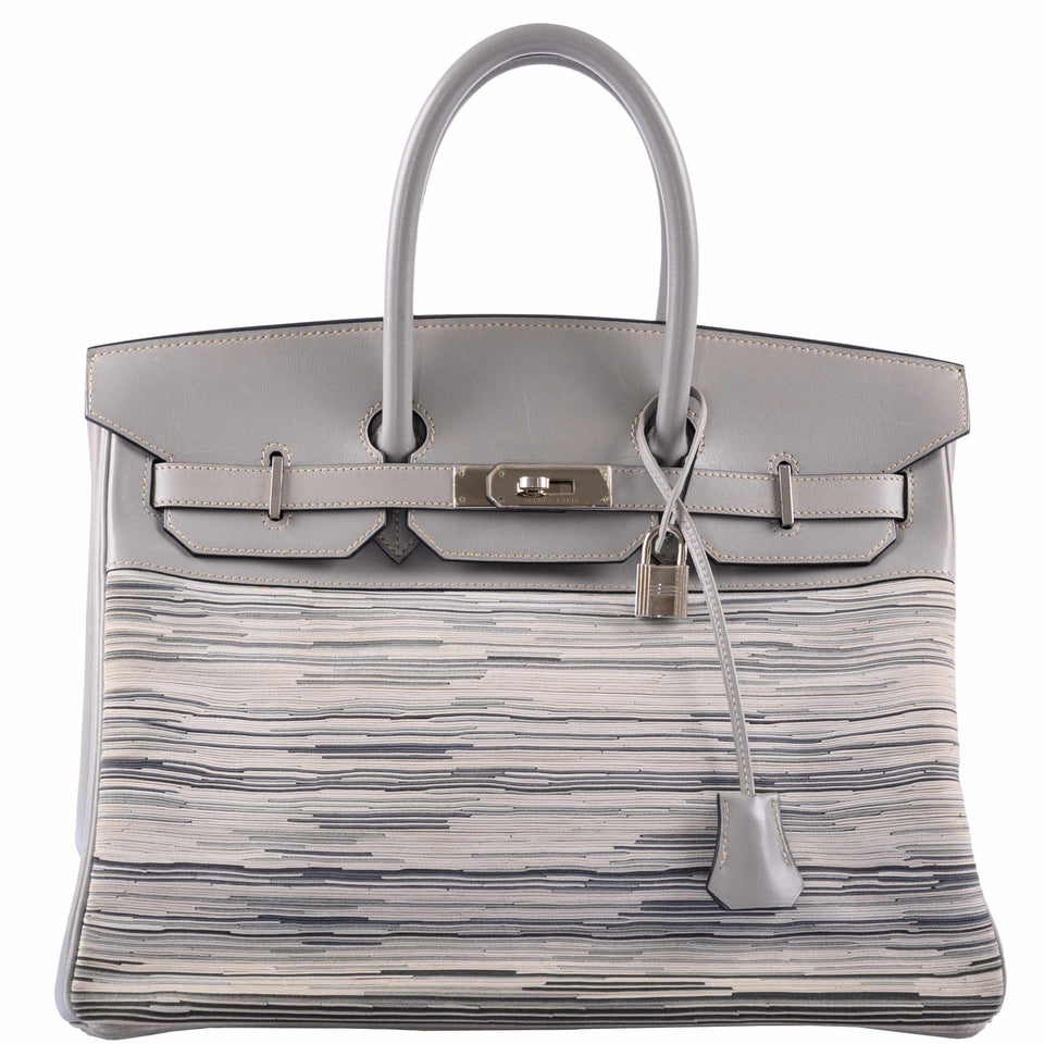 Hermes Birkin 35 Gray Vibrato and Gris Perle Box Palladium Hardware