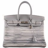 Hermes Birkin 35 Gray Vibrato and Gris Perle Box Palladium Hardware