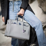 Hermes Birkin 35 Gris Mouette Verso Blue Agate Togo Palladium Hardware