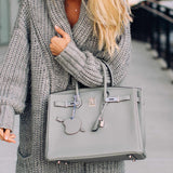 Hermes Birkin 35 Gris Mouette Verso Blue Agate Togo Palladium Hardware