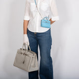 Hermes Birkin 35 Gris Perle Tadelakt Palladium Guilloche Hardware