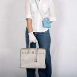 Hermes Birkin 35 Gris Perle Tadelakt Palladium Guilloche Hardware