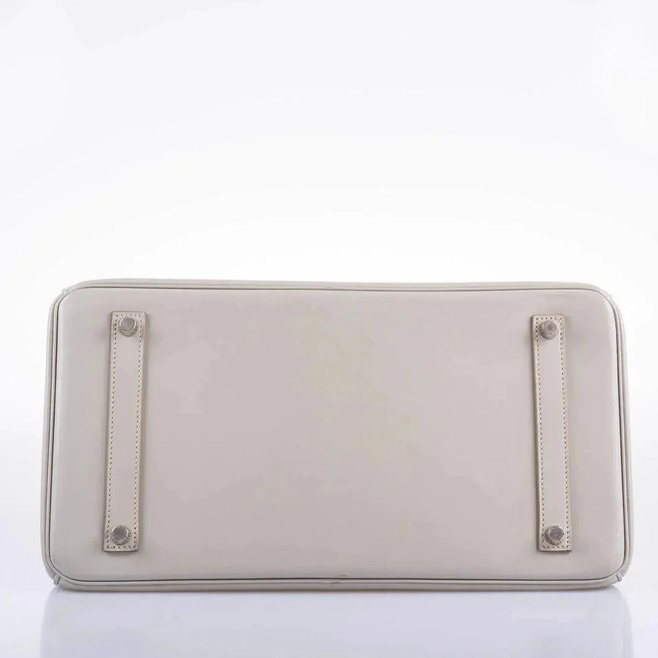 Hermes Birkin 35 Gris Perle Tadelakt Palladium Guilloche Hardware