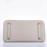 Hermes Birkin 35 Gris Perle Tadelakt Palladium Guilloche Hardware