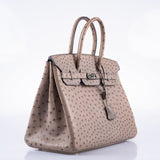 HermesBirkin 35 Gris Tourterelle Ostrich Palladium Hardware