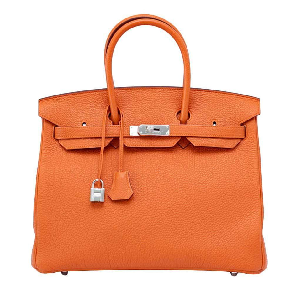 HermesBirkin 35 Bag H Orange Togo Leather