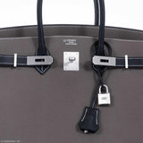 Hermes Birkin 35 HSS Bi-Color Etain & Black Epsom Brushed Palladium Hardware