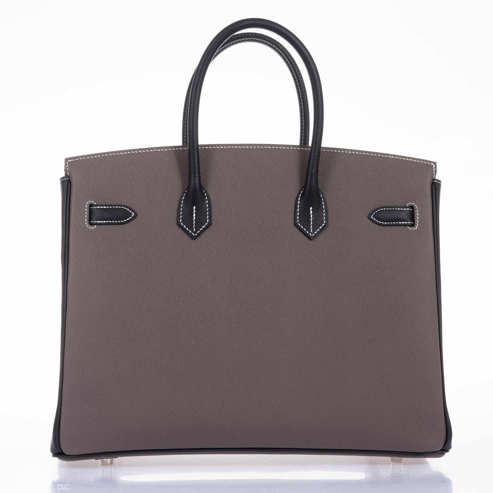 Hermes Birkin 35 HSS Bi-Color Etain & Black Epsom Brushed Palladium Hardware