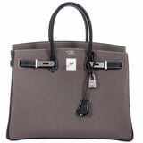 Hermes Birkin 35 HSS Bi-Color Etain & Black Epsom Brushed Palladium Hardware