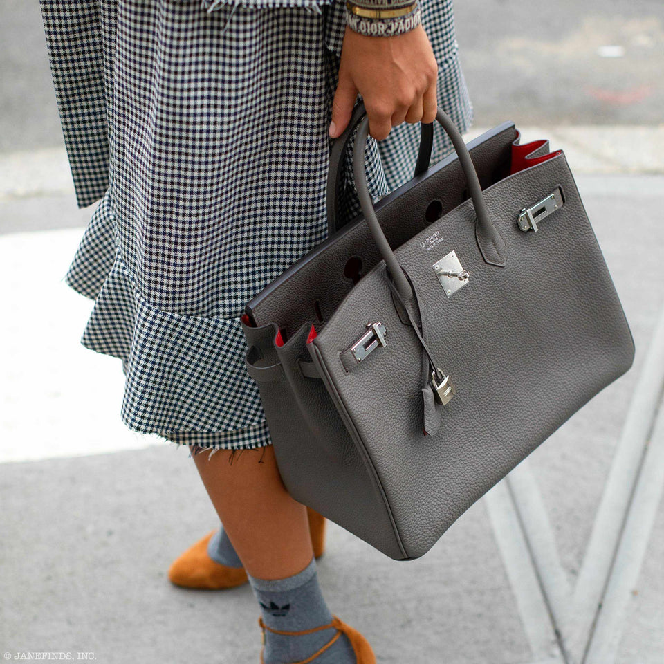 Hermes Birkin 35 HSS Bi-Color Etain & Rouge Vif Togo Palladium Hardware