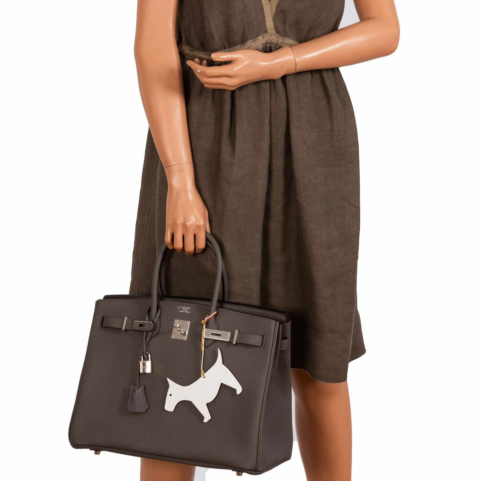 Hermes Birkin 35 HSS Bi-Color Etain & Rouge Vif Togo Palladium Hardware