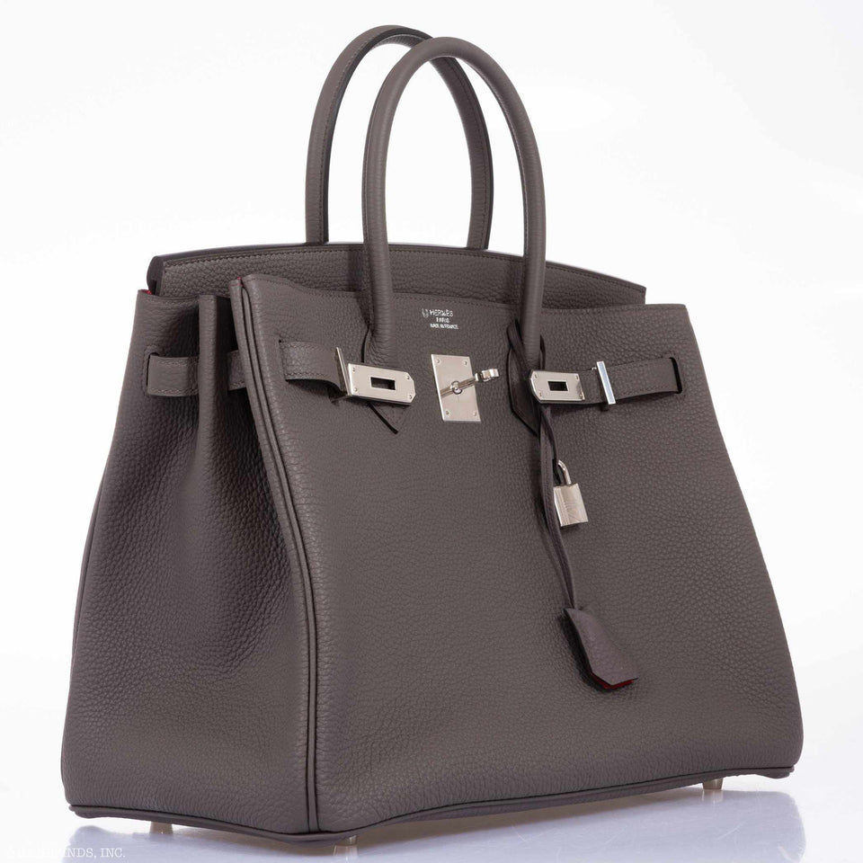 Hermes Birkin 35 HSS Bi-Color Etain & Rouge Vif Togo Palladium Hardware