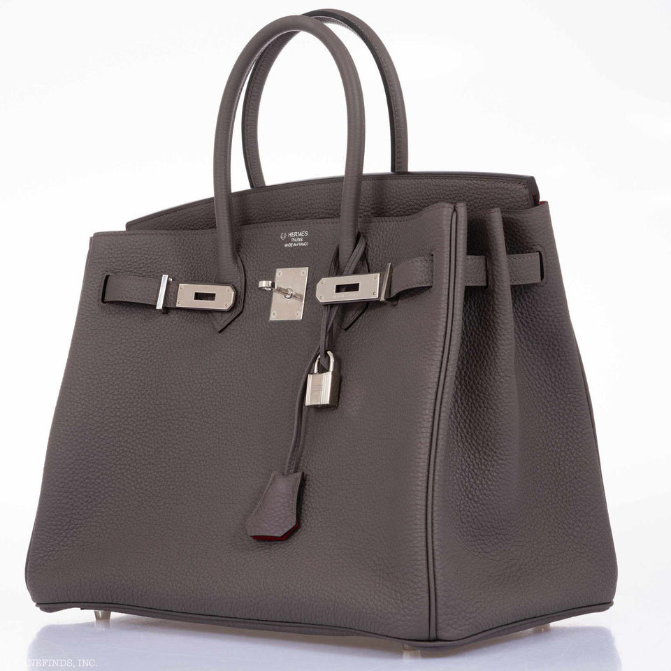 Hermes Birkin 35 HSS Bi-Color Etain & Rouge Vif Togo Palladium Hardware