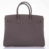 Hermes Birkin 35 HSS Bi-Color Etain & Rouge Vif Togo Palladium Hardware