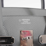 Hermes Birkin 35 HSS Bi-Color Gris Mouette & Vert Fonce Togo Palladium Hardware