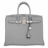 Hermes Birkin 35 HSS Bi-Color Gris Mouette & Vert Fonce Togo Palladium Hardware