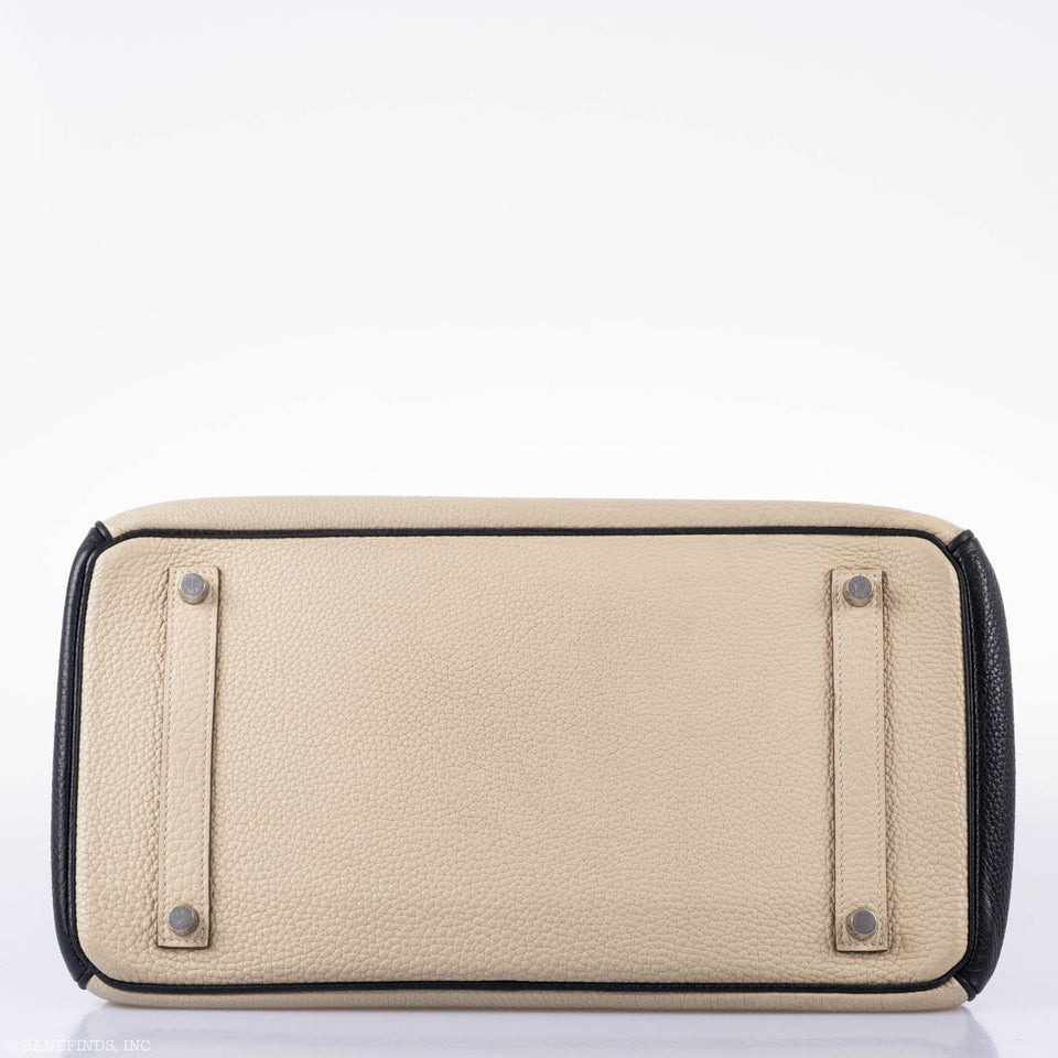 Hermes Birkin 35 HSS Black & Parchemin Togo Leather Palladium Hardware - 2009, M Square