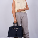 Hermes Birkin 35 HSS Blue Nuit Outside & Gris Etain Inside Togo Palladium Hardware - 2020, Y