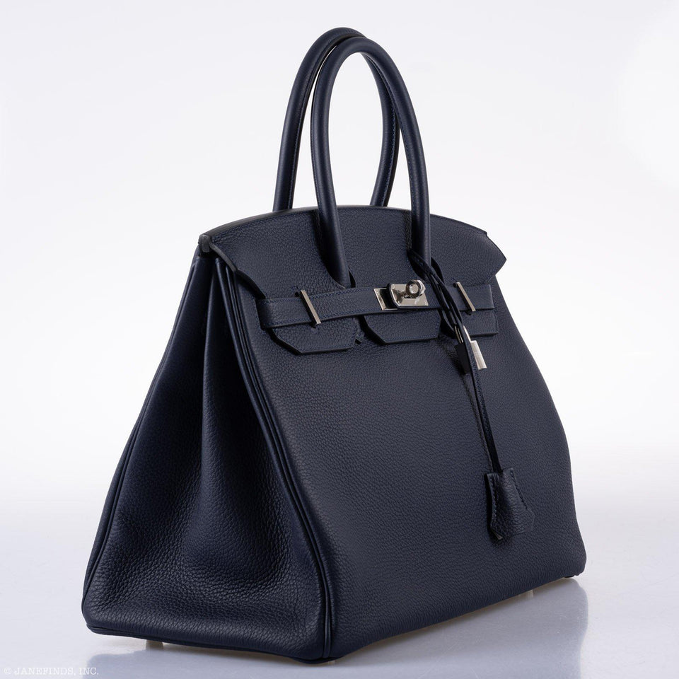Hermes Birkin 35 HSS Blue Nuit Outside & Gris Etain Inside Togo Palladium Hardware - 2020, Y