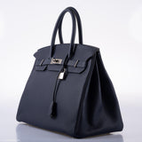 Hermes Birkin 35 HSS Blue Nuit Outside & Gris Etain Inside Togo Palladium Hardware - 2020, Y
