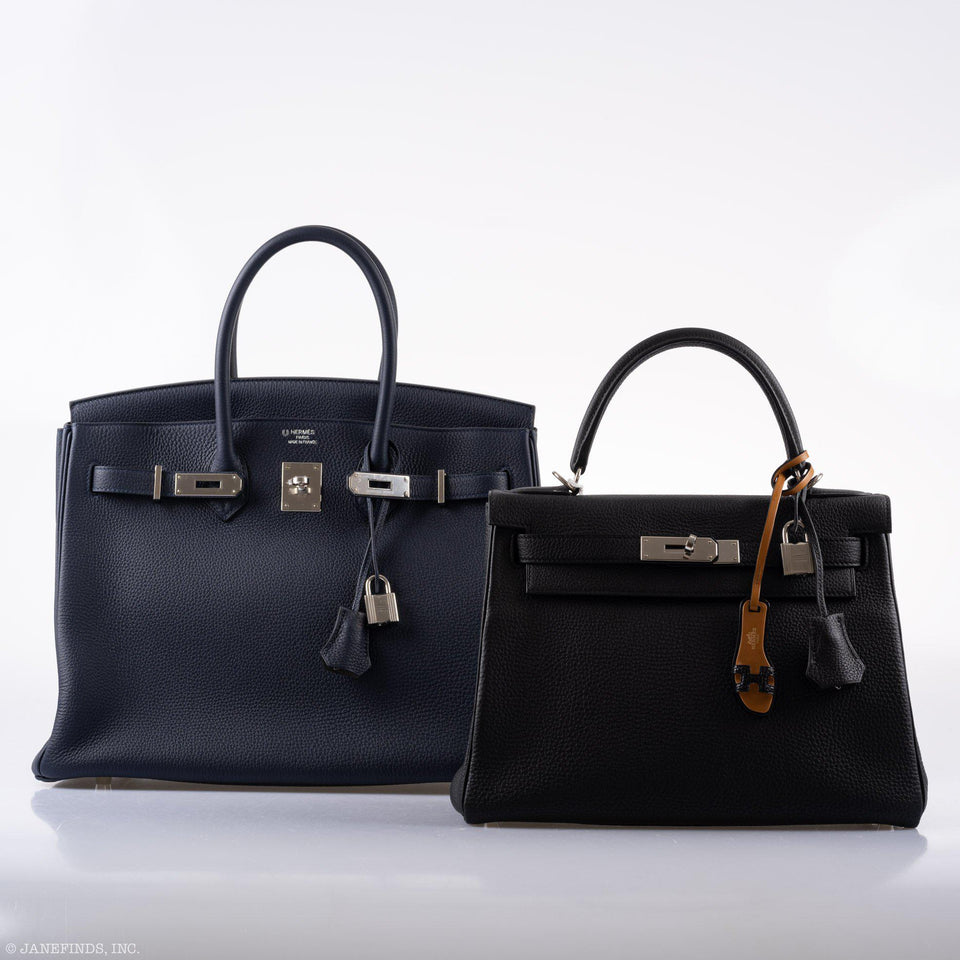 Hermes Birkin 35 HSS Blue Nuit Outside & Gris Etain Inside Togo Palladium Hardware - 2020, Y