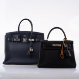 Hermes Birkin 35 HSS Blue Nuit Outside & Gris Etain Inside Togo Palladium Hardware - 2020, Y