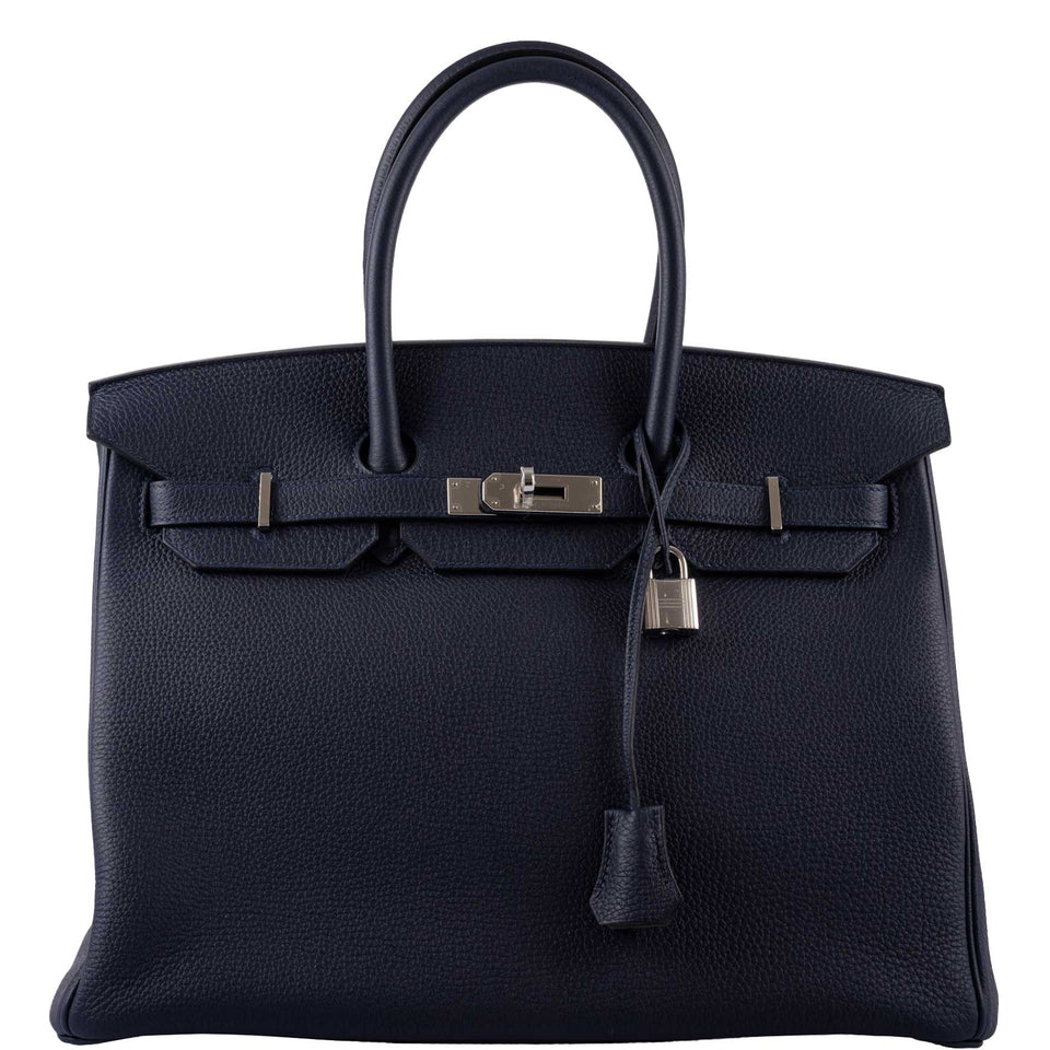 Hermes Birkin 35 HSS Blue Nuit Outside & Gris Etain Inside Togo Palladium Hardware - 2020, Y