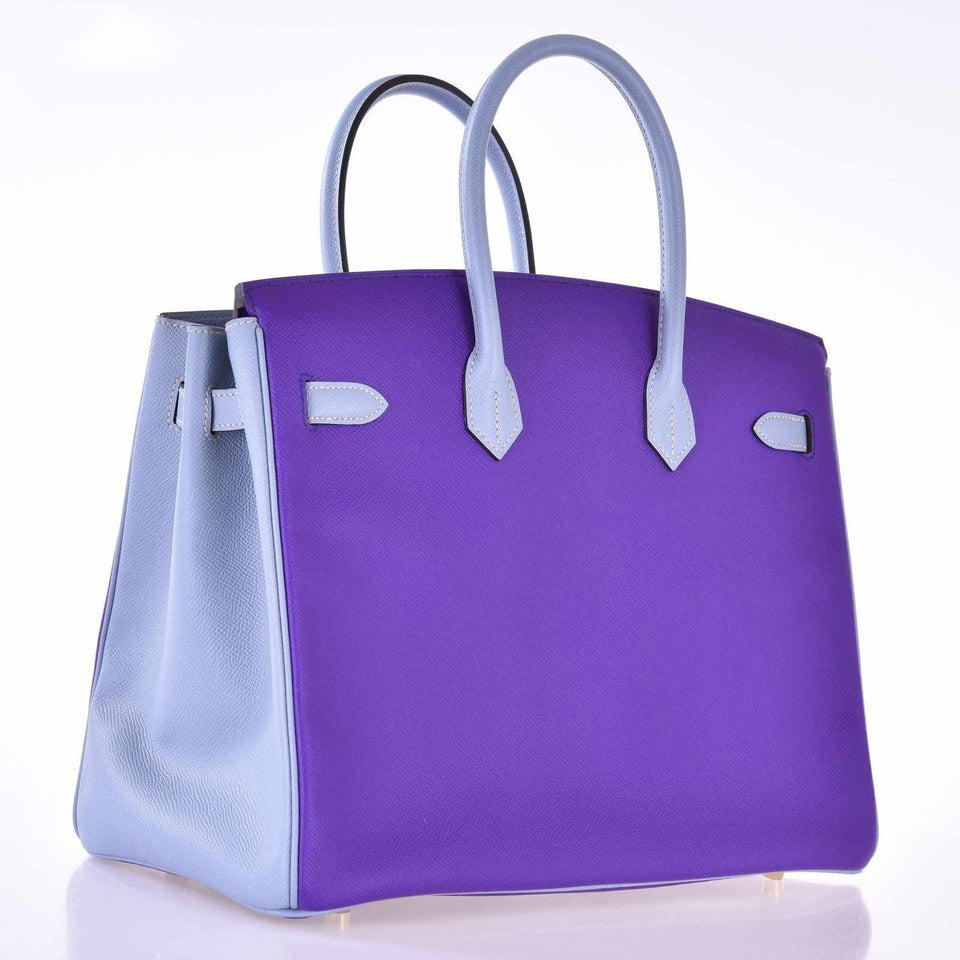 Hermes Birkin 35 HSS Crocus And Blue Lin Epsom Gold Hardware