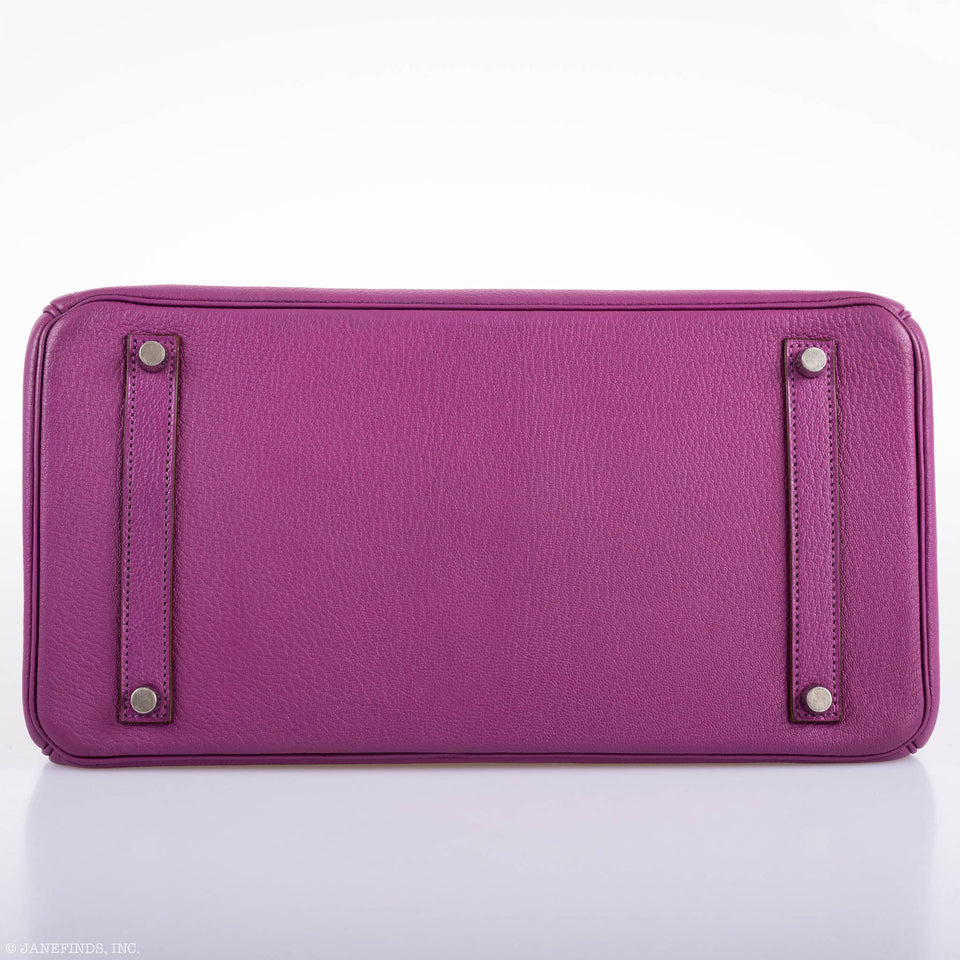 Hermes Birkin 35 HSS Cyclamen & Iris Chèvre Goatskin Brushed Palladium Hardware - 2009 M, Square