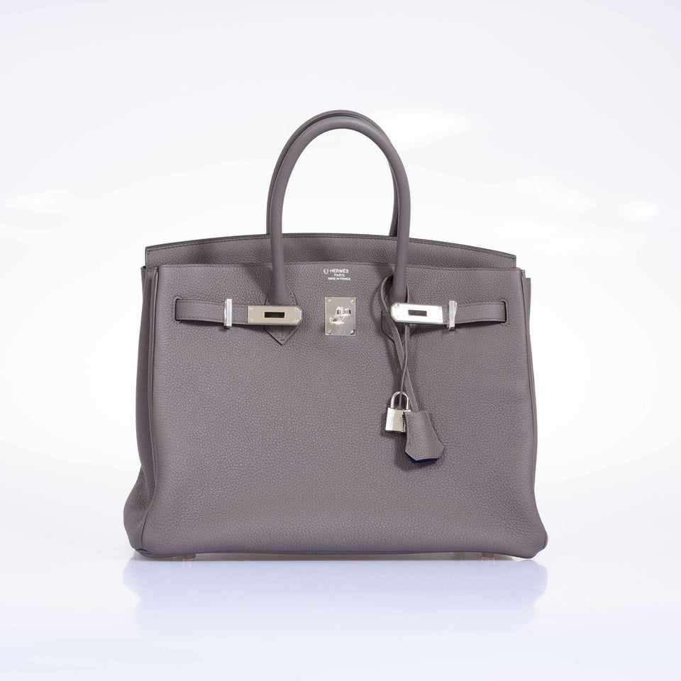 Hermes Birkin 35 HSS Etain With Blue Electric Togo Palladium Hardware