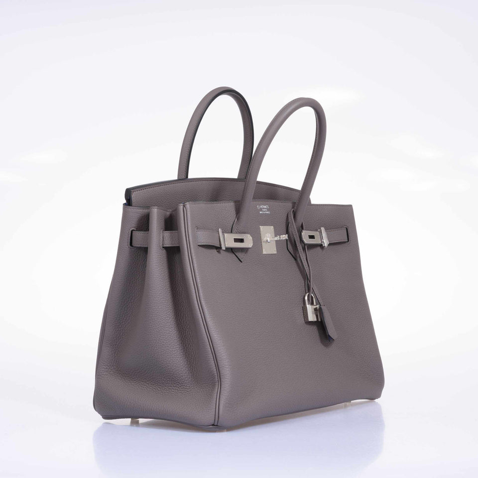 Hermes Birkin 35 HSS Etain With Blue Electric Togo Palladium Hardware