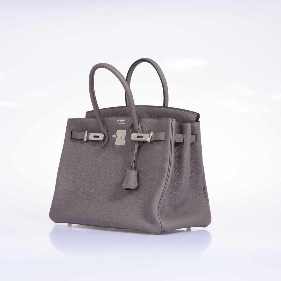 Hermes Birkin 35 HSS Etain With Blue Electric Togo Palladium Hardware