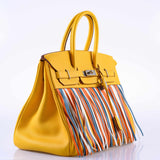 Hermes Birkin 35 HSS Fringe Soleil Togo & Multicolor Swift Leather Palladium Hardware